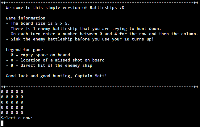 Welcome and game information