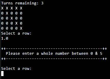 Selection input and row validation
