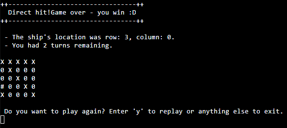 Computer ship sunk and replay option