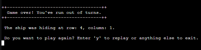Game over/loss output